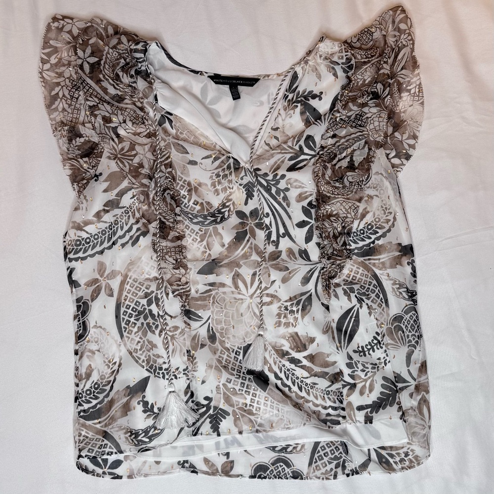 White House Black Market Ruffled Cap Sleeve Blouse